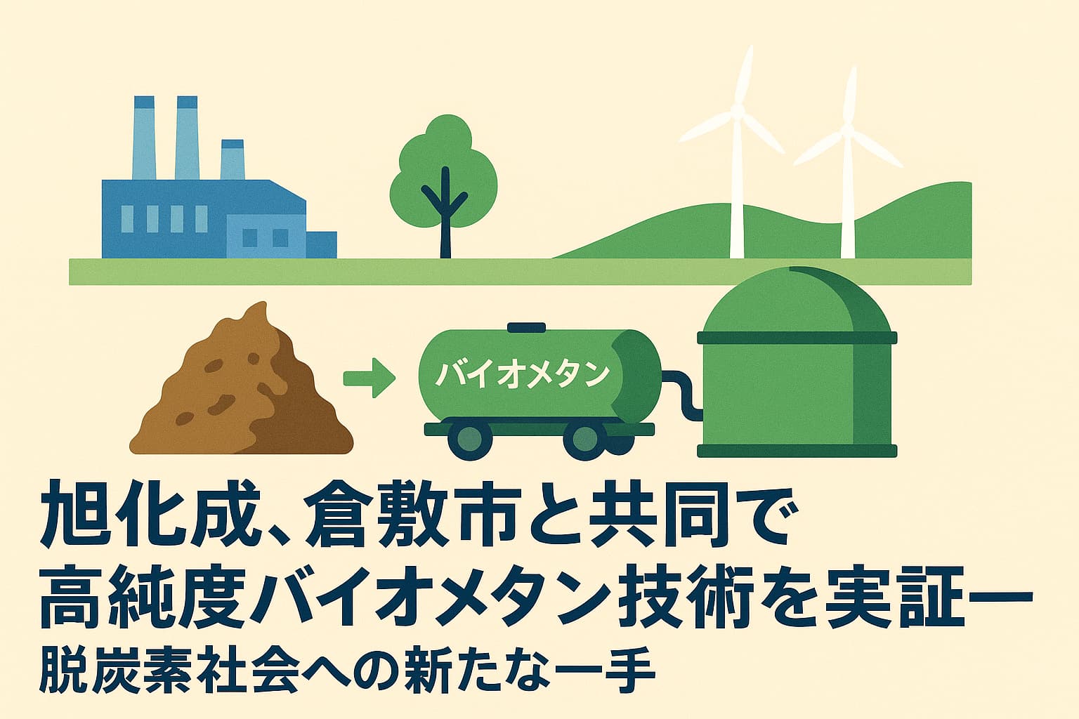 旭化成、倉敷市と共同で高純度バイオメタン技術を実証──脱炭素社会への新たな一手