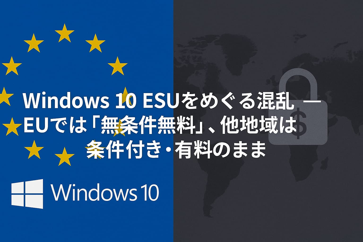 Windows 10 ESUをめぐる混乱 ― EUでは「無条件無料」、他地域は条件付き・有料のまま